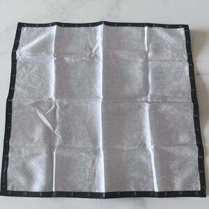 Renoma Paris Roman Numbers Scarf Cotton Purple Black White 17x17.5 Handkerchief